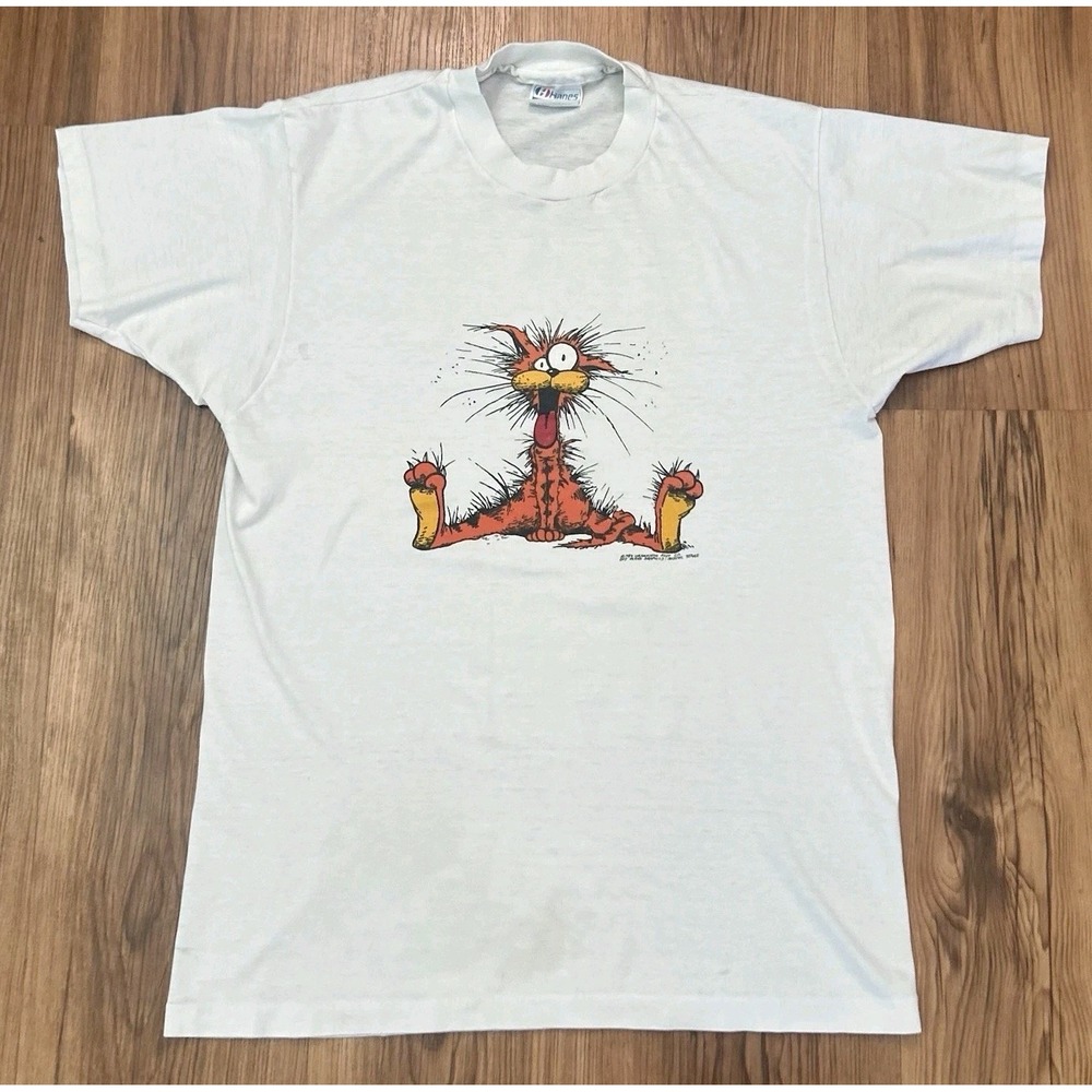 Vintage Bill The Cat T Shirt Mens Large 1984 Comic Art Single Stitch Paper Thin